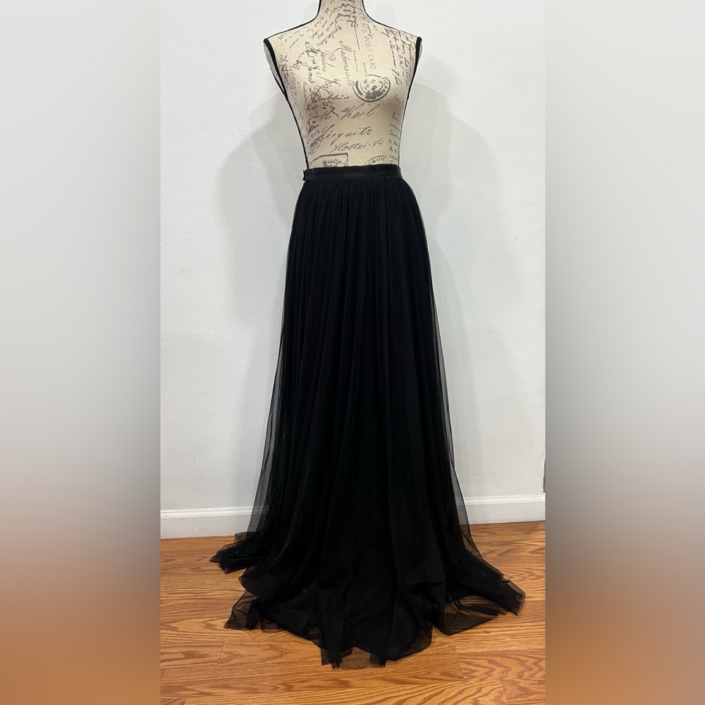 Needle & Thread Tulle Maxi Skirt Size 4 Black Lined